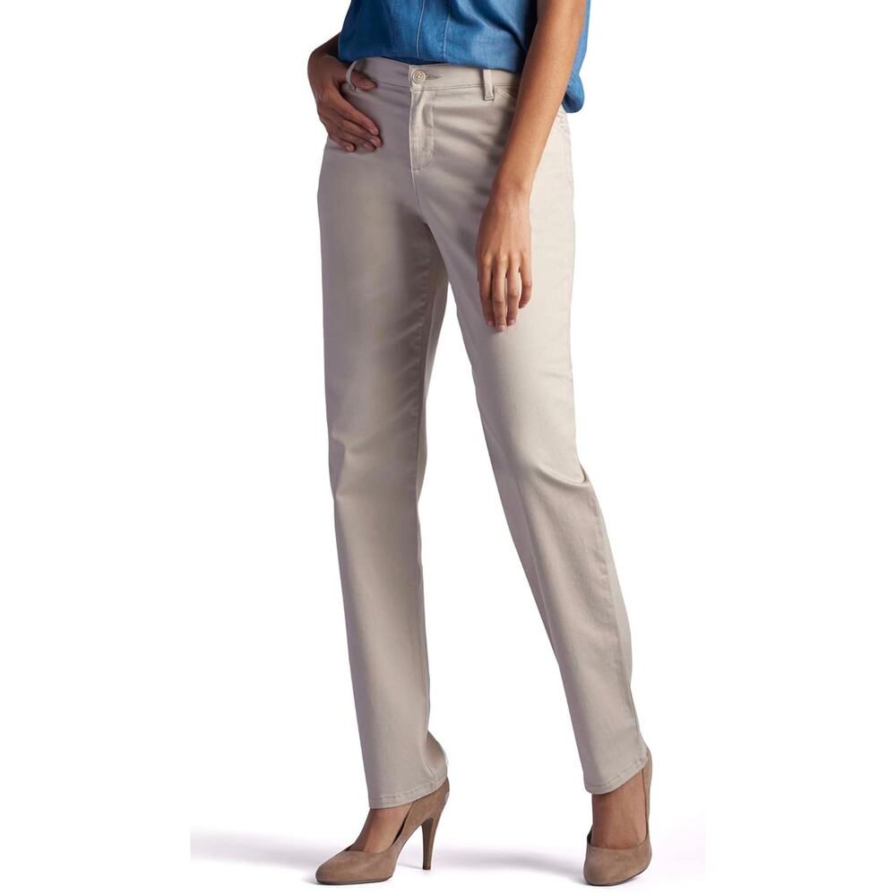 Lee Effortless Wash & Wear Pants - Khaki Beige - Size 8 Long